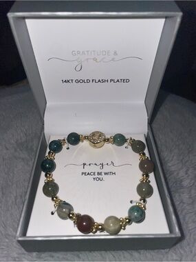 Grace Green Multi-Stone Bracelet with Gold Accents